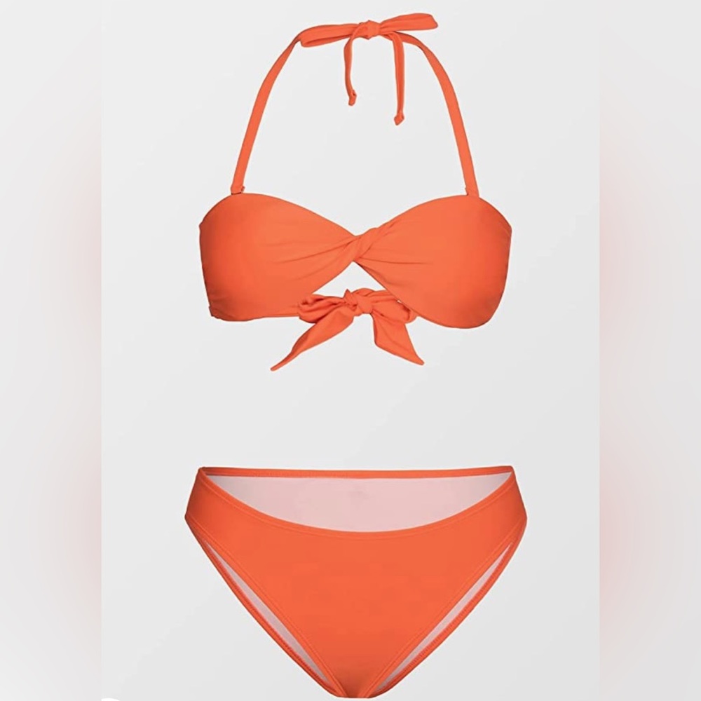 Orange Twist Too Halter Push Up Bikini Scoop Bottoms NWT M Swim Suit New!